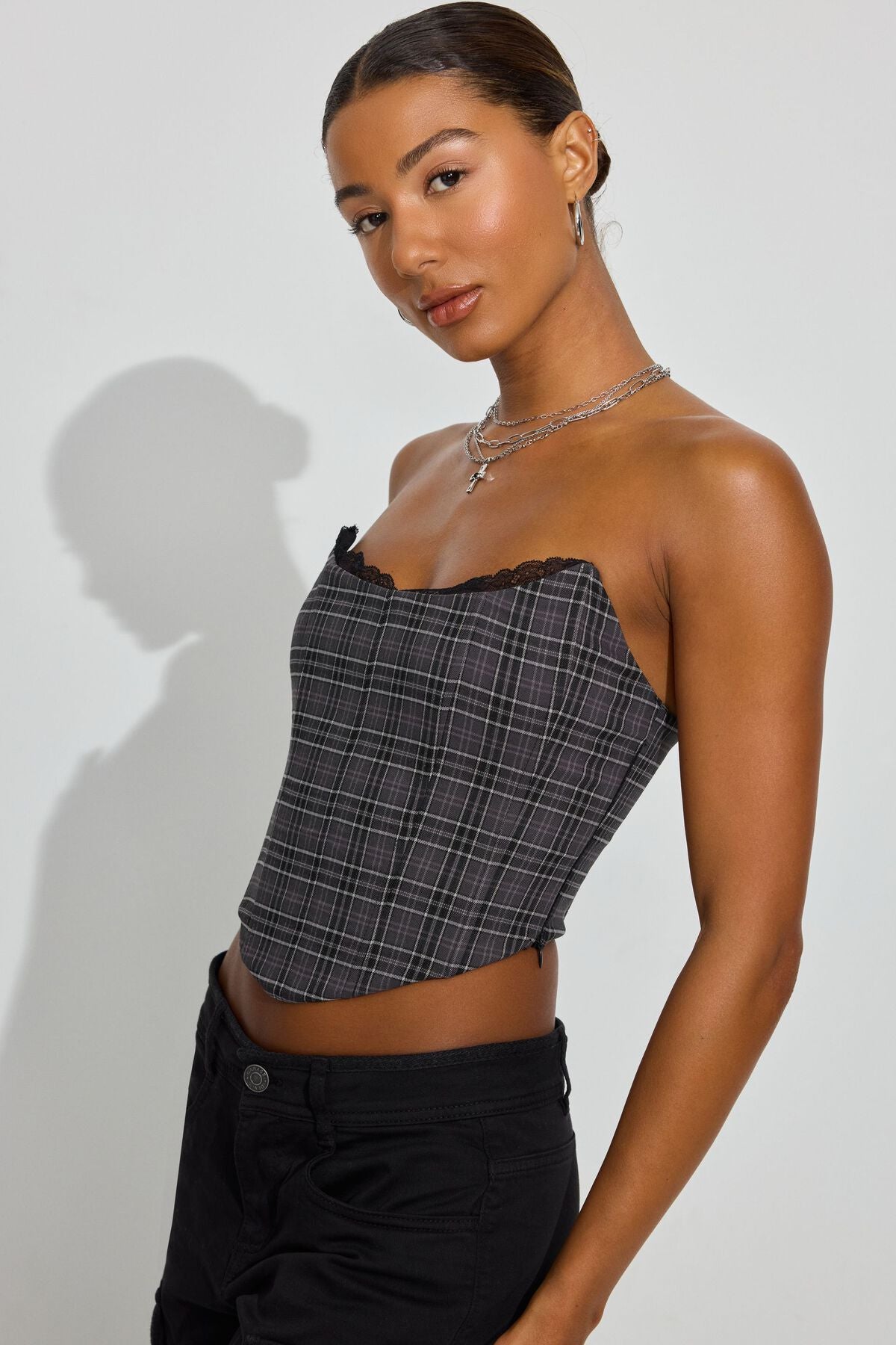 Lace Trim Strapless Bustier