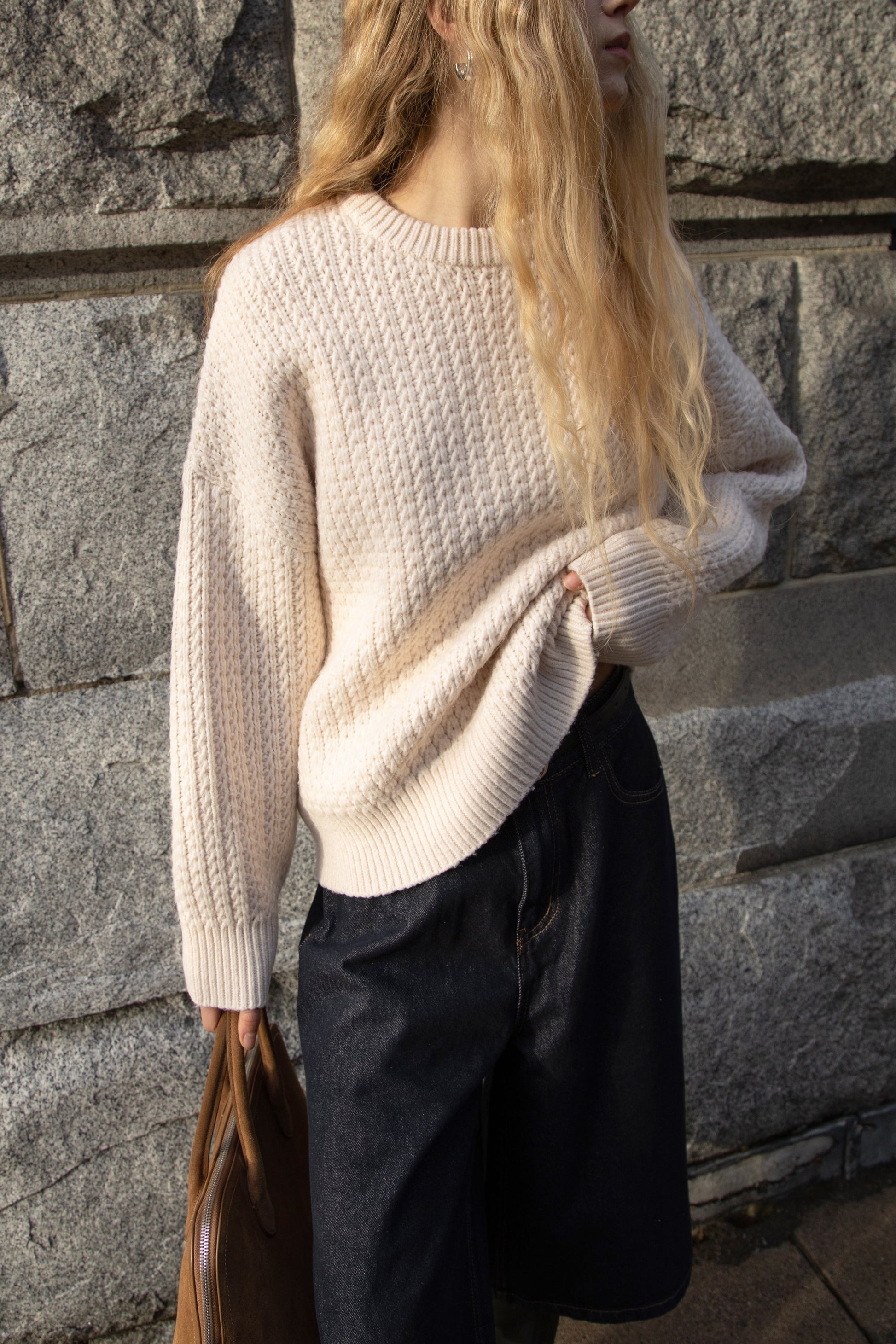 Pull ras du cou en maille épaisse