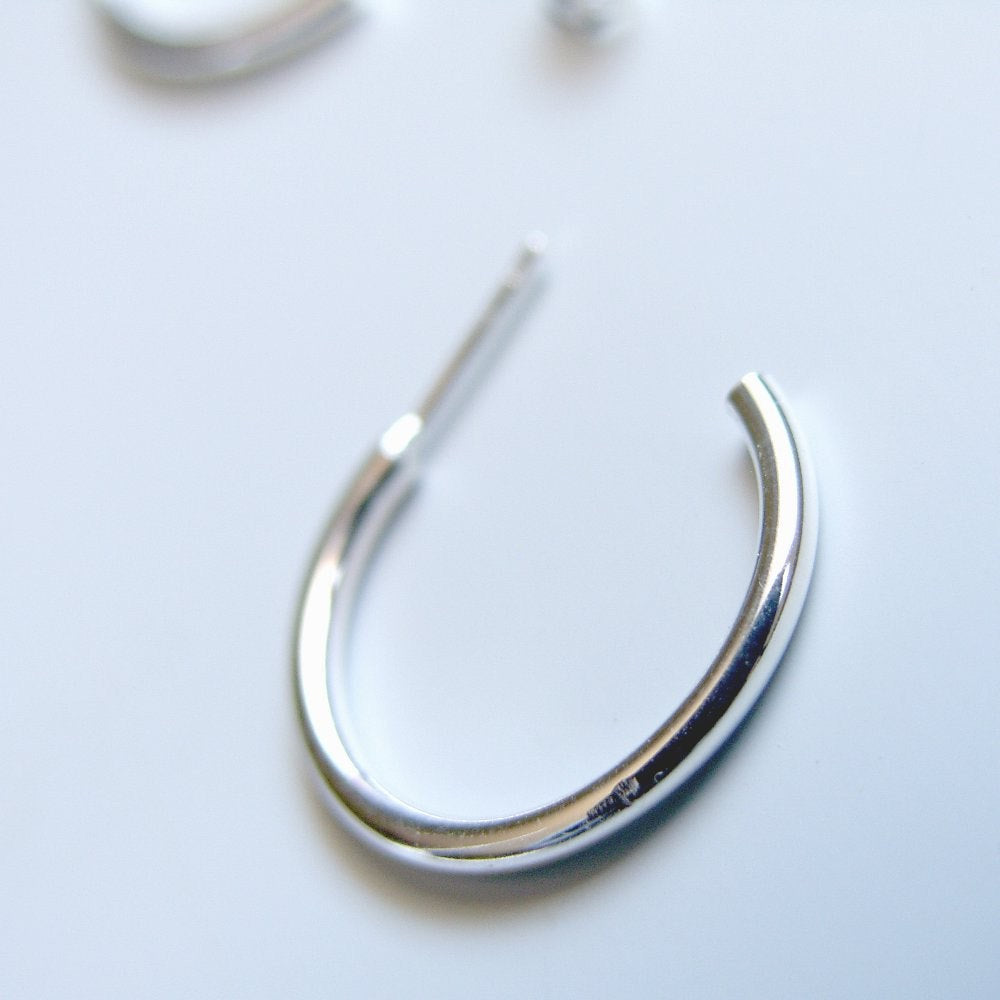Sterling Silver Hoops Classic 1 inch Stud Hoop Earrings Silver Studs