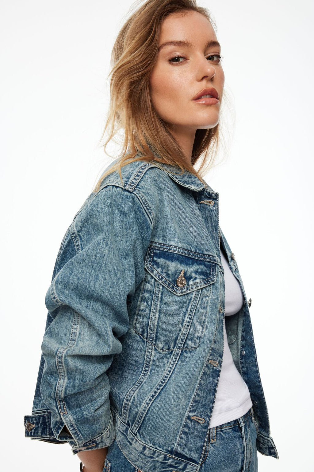 Veste en jean boutonnée