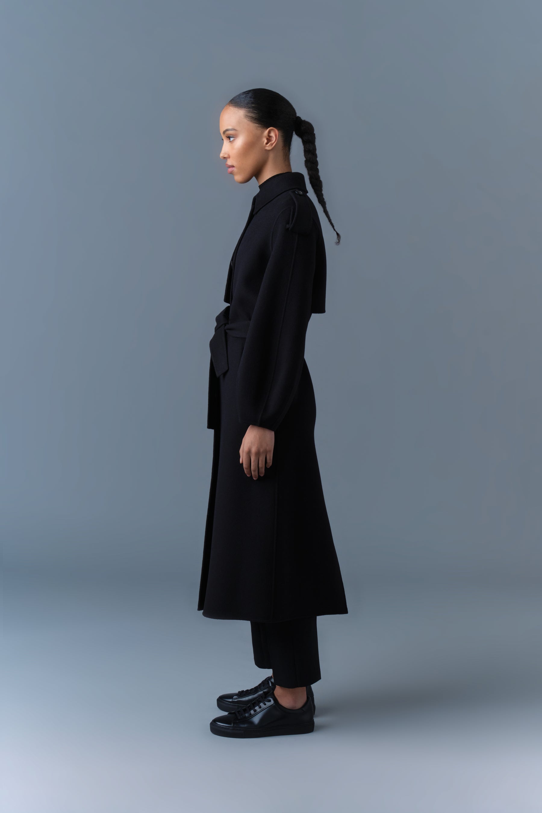 Manteau en laine double face CEYLA avec ceinture