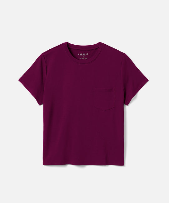 T-shirt à poche carrée en laine mérinos pour femme