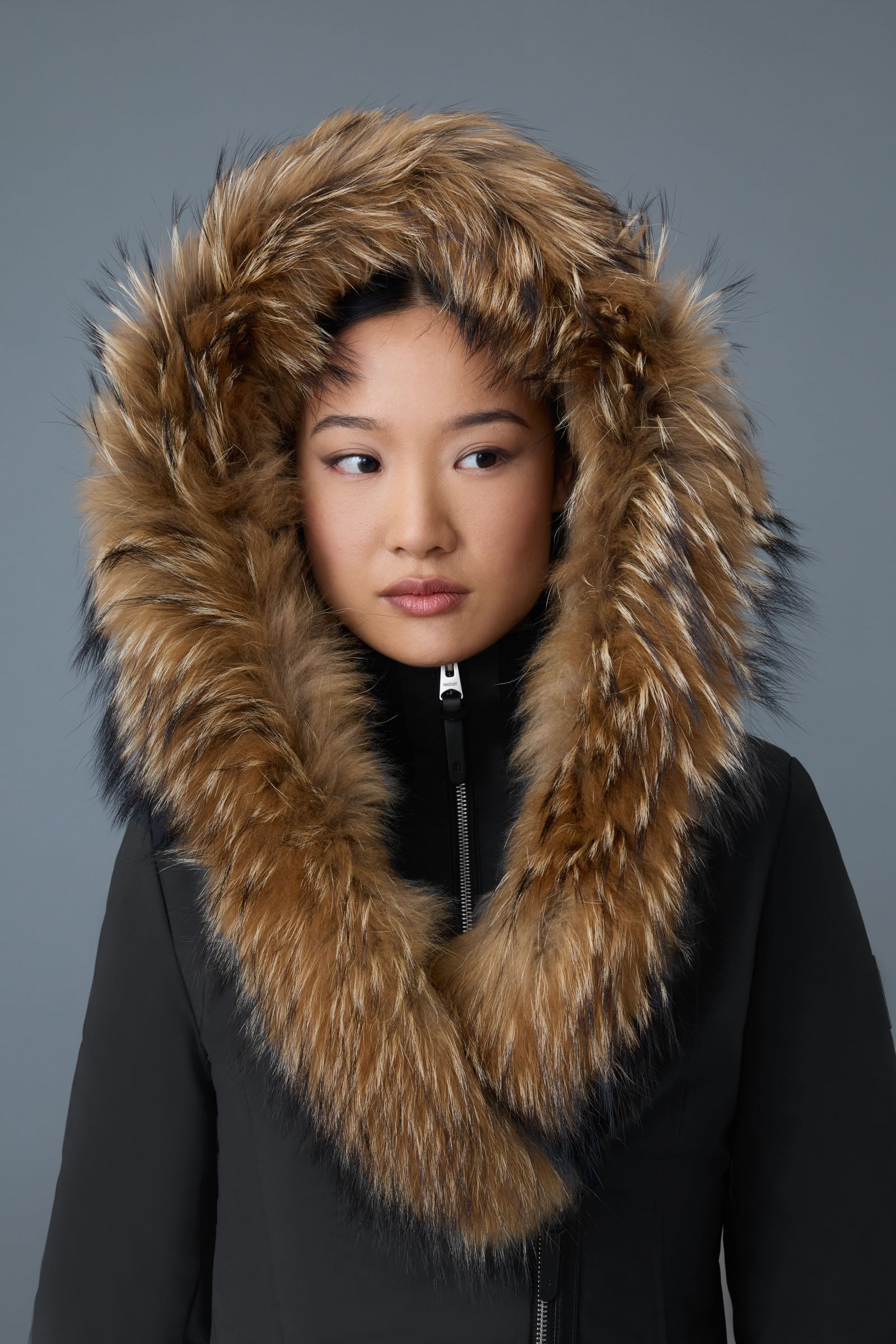 Manteau TRISH Powder Touch avec fourrure naturelle Signature Mackage Collar