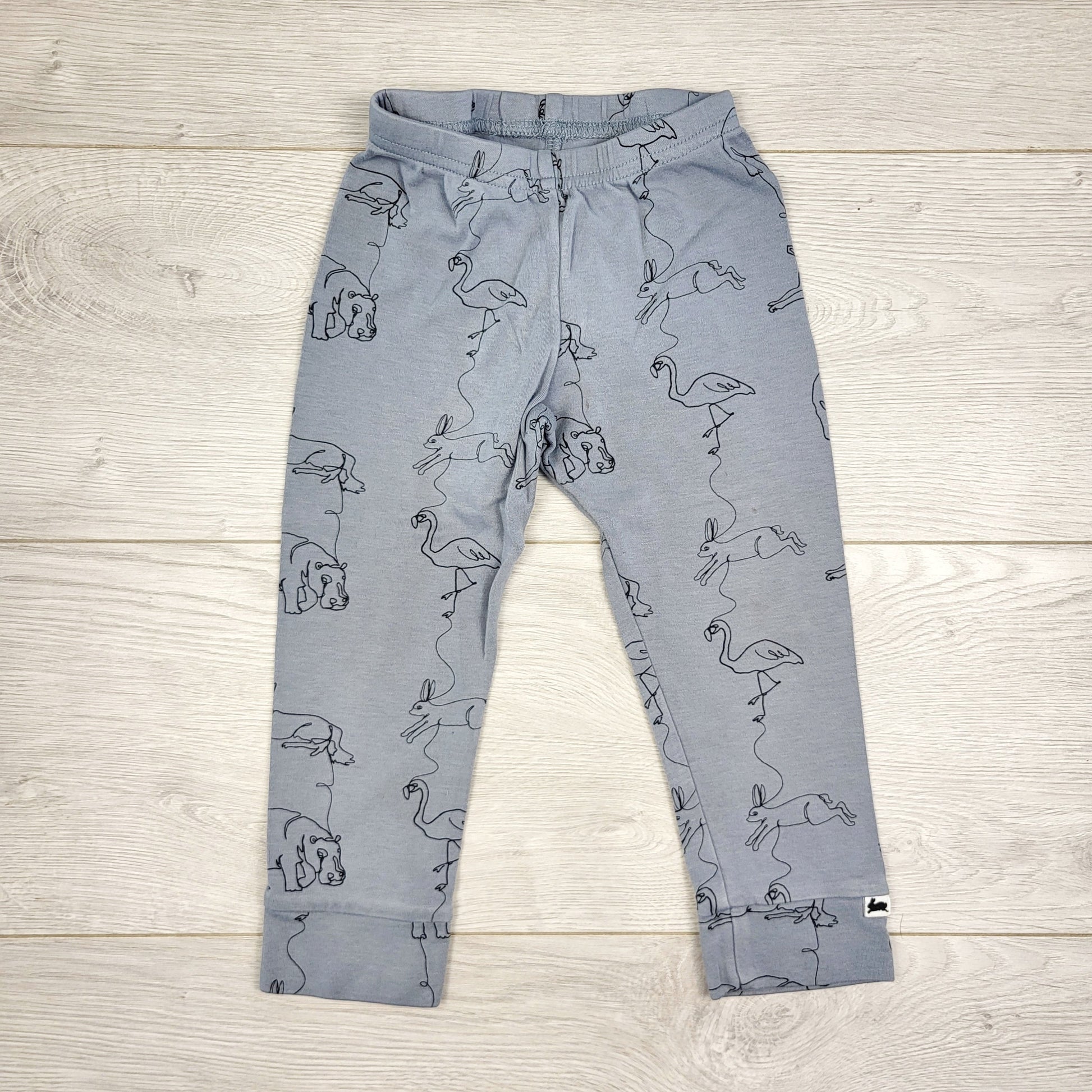 MIRE22 - Pantalon bleu en bambou Little and Lively avec lapins. Taille 2T