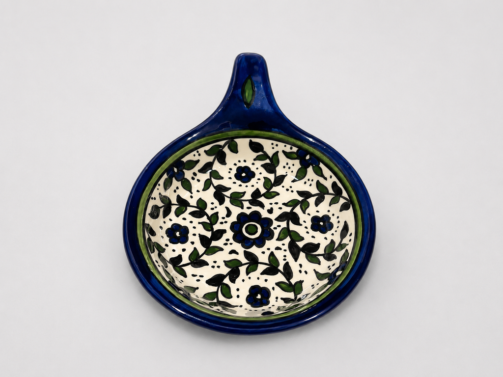 Handmade Ceramic Serving Pan 5 Inch Appetizer & Snack Dish Multiple Floral & Blue Rose Designs