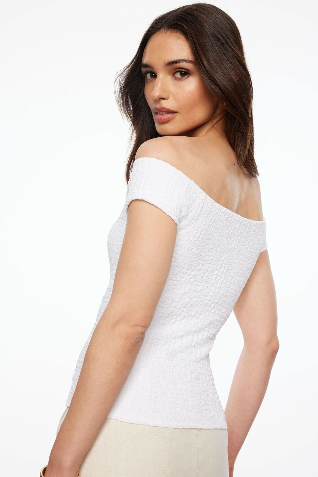 Off Shoulder Popcorn Textured Top