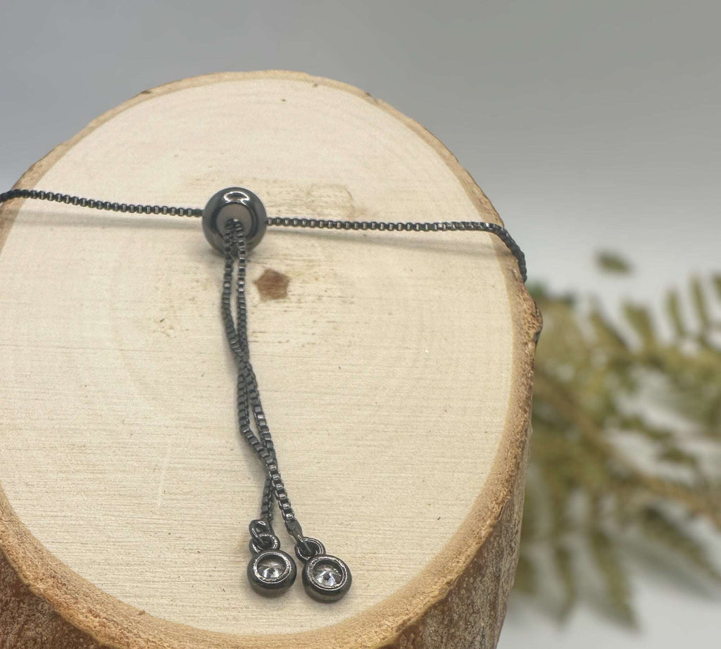 Black Forest: Black Hexagon Handmade Trio Bracelet with Dried Botanicals