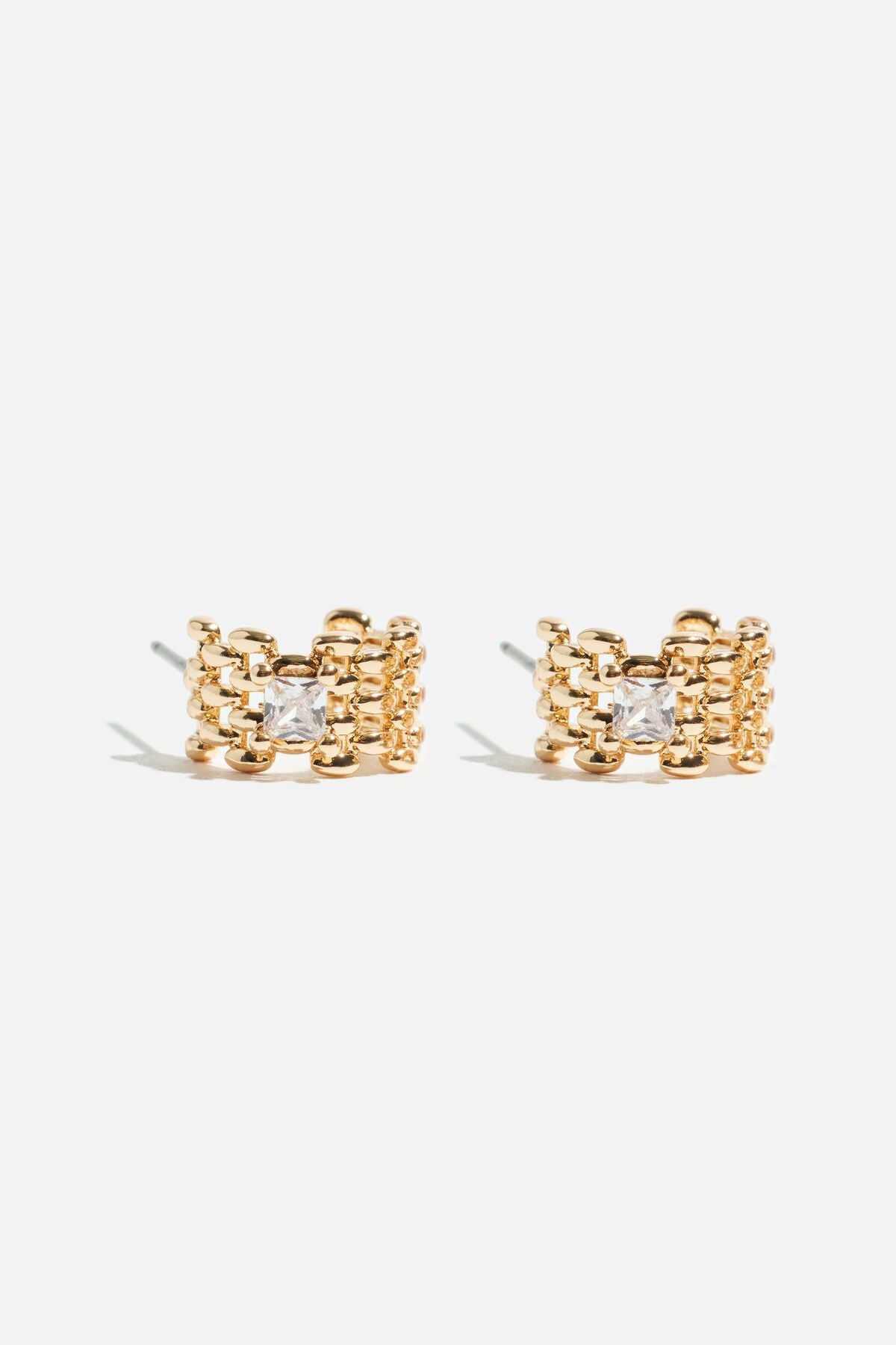 Boucles d'oreilles mini-chaînes à pierres précieuses