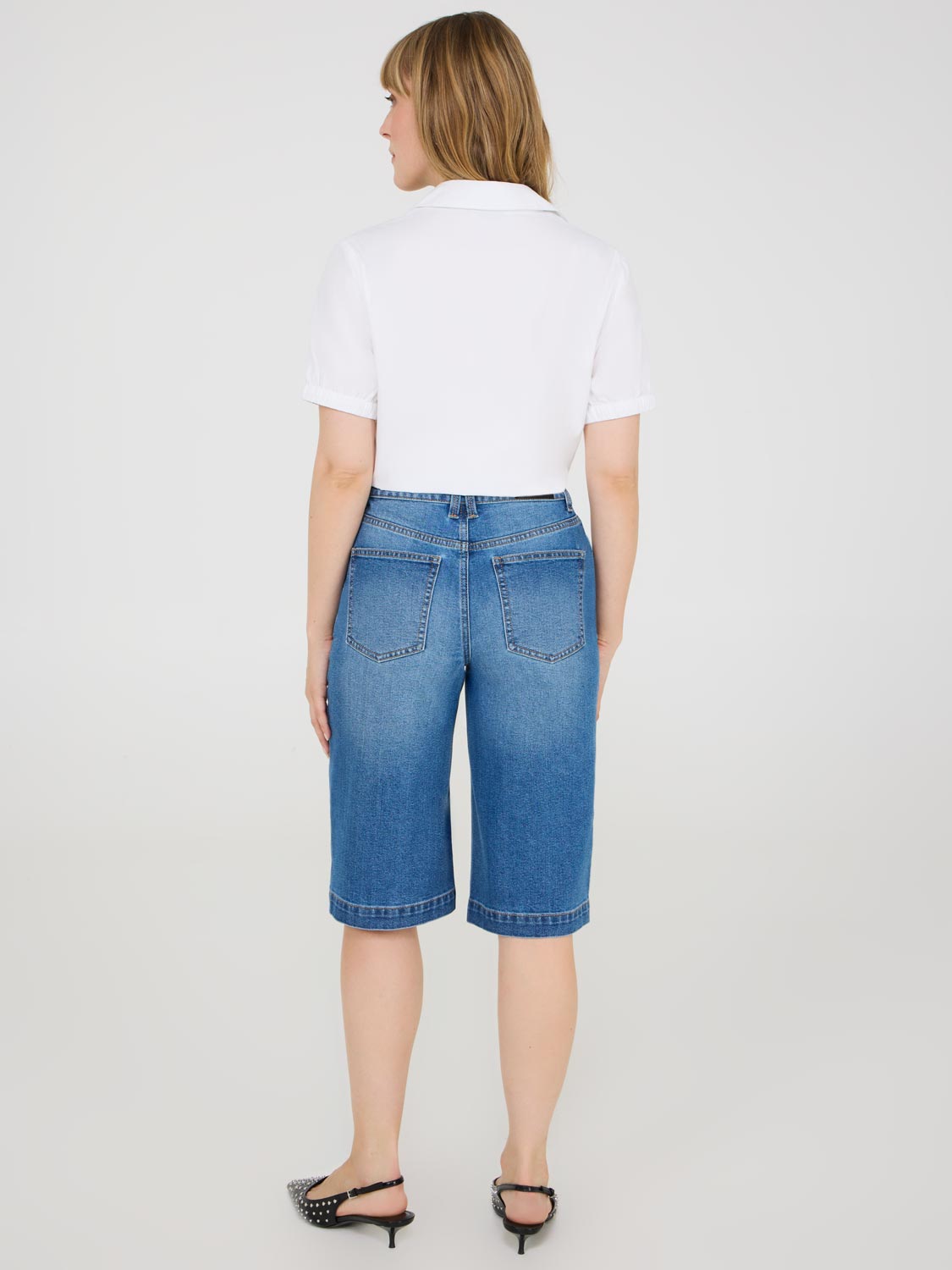 Bermuda en jean à jambes larges