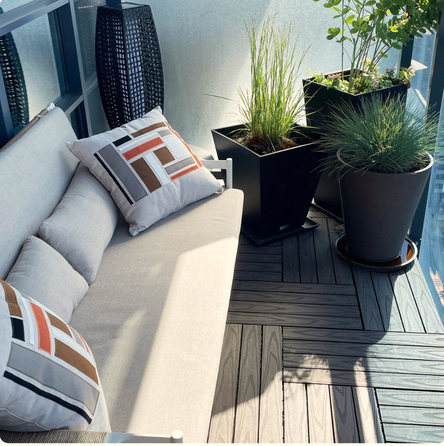 Coussin décoratif abstrait Sunbrella® de style Mid-Century