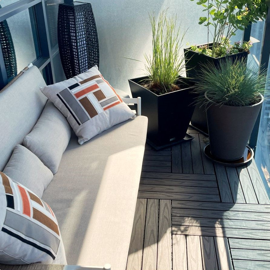 Coussin décoratif abstrait Sunbrella® de style Mid-Century