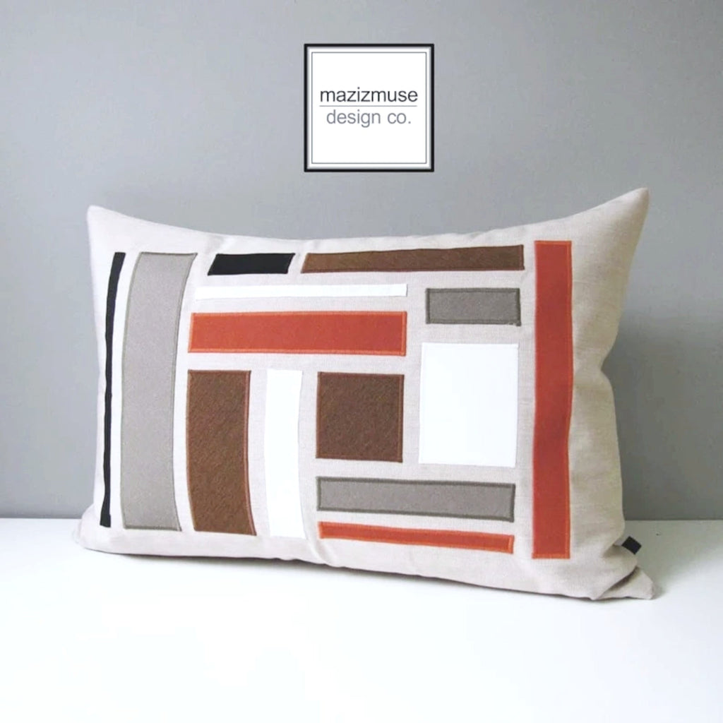 Coussin décoratif abstrait Sunbrella® de style Mid-Century