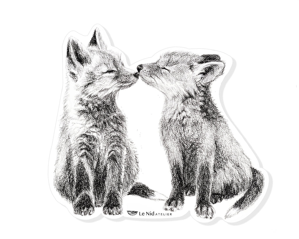 Adorable Foxes Stickers for Water Bottle, Agenda or Computer