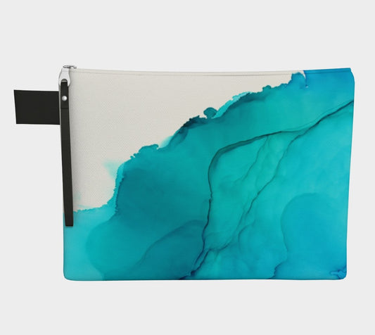 Zippered Cotton Canvas Carry All | Blue Ink wave