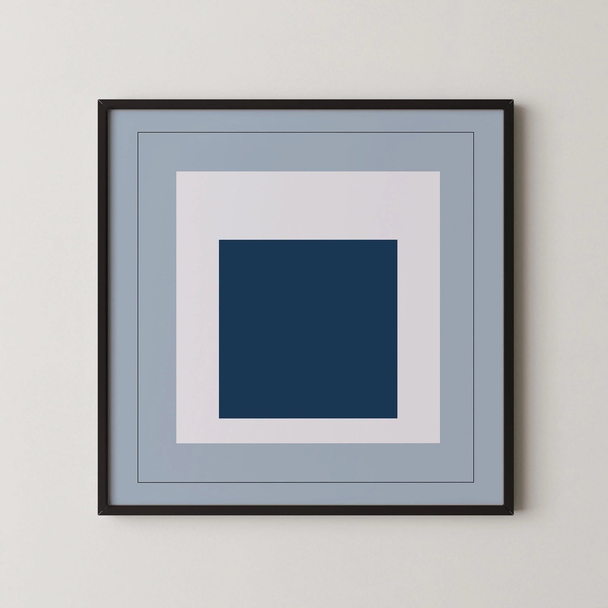 D'après Josef Albers - Madmen (Hommage au carré) | Estampe d'art moderne du milieu du siècle, bleu froid (disponible encadrée) 1x1