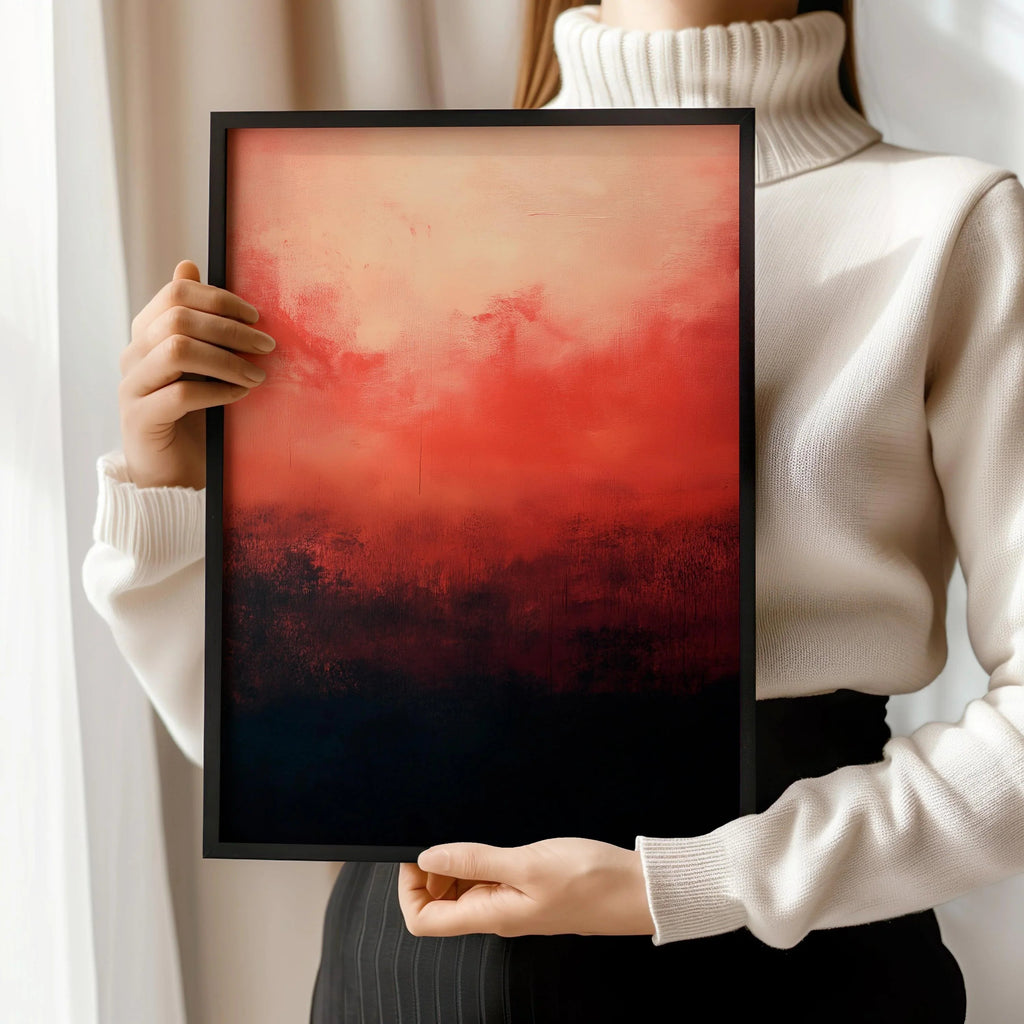 D'après Mark Rothko - Noir et Rouge (Color Field : IA) | Art abstrait moderne (Disponible encadré à la main ou non encadré)