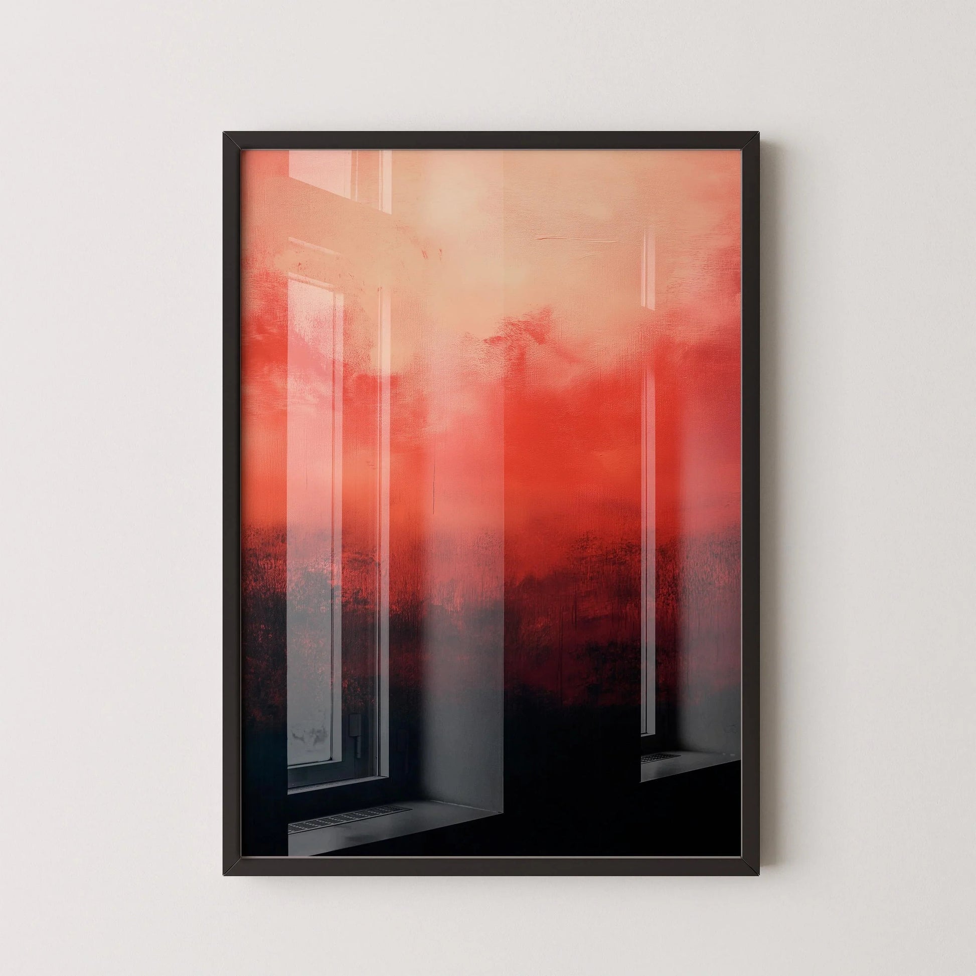 D'après Mark Rothko - Noir et Rouge (Color Field : IA) | Art abstrait moderne (Disponible encadré à la main ou non encadré)