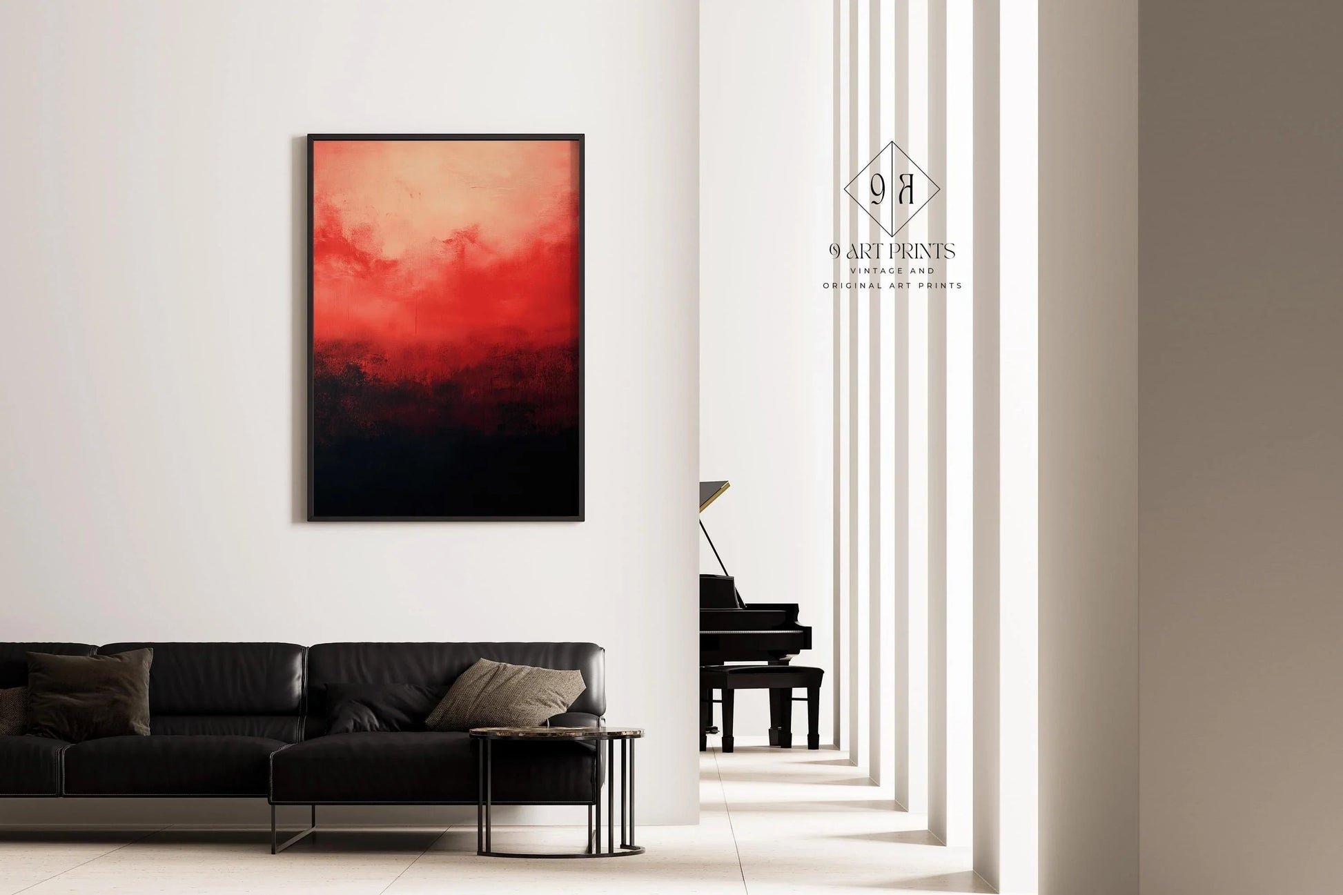 D'après Mark Rothko - Noir et Rouge (Color Field : IA) | Art abstrait moderne (Disponible encadré à la main ou non encadré)