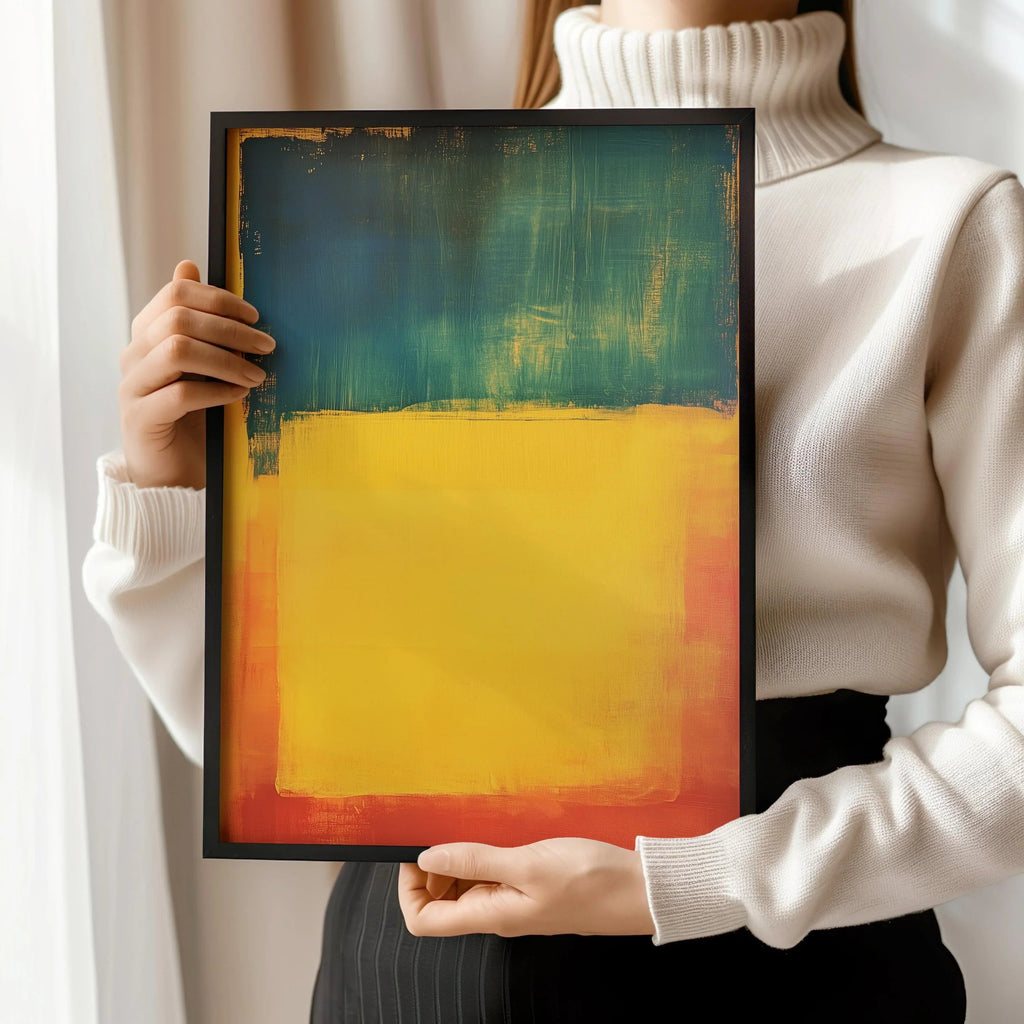 D'après Mark Rothko - Bleu Jaune Rouge (Champ de couleur : IA) | Art abstrait moderne (Disponible encadré ou non encadré)