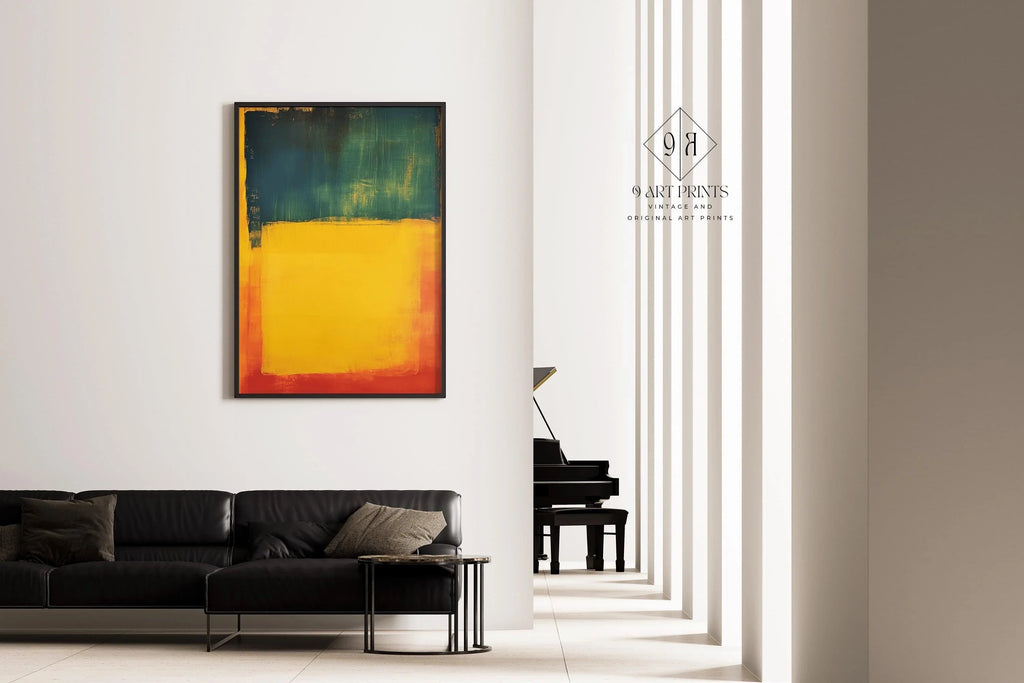 D'après Mark Rothko - Bleu Jaune Rouge (Champ de couleur : IA) | Art abstrait moderne (Disponible encadré ou non encadré)