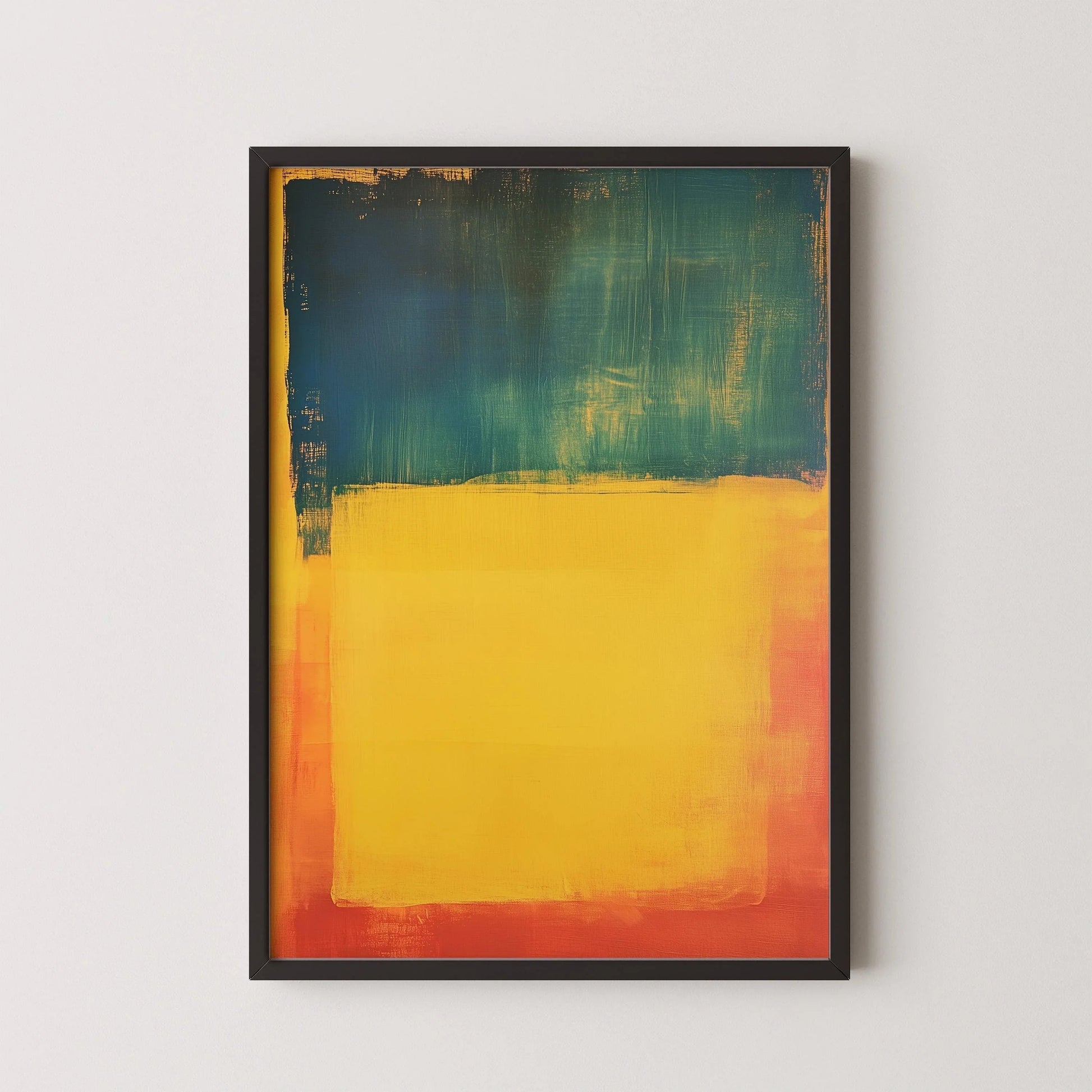 D'après Mark Rothko - Bleu Jaune Rouge (Champ de couleur : IA) | Art abstrait moderne (Disponible encadré ou non encadré)