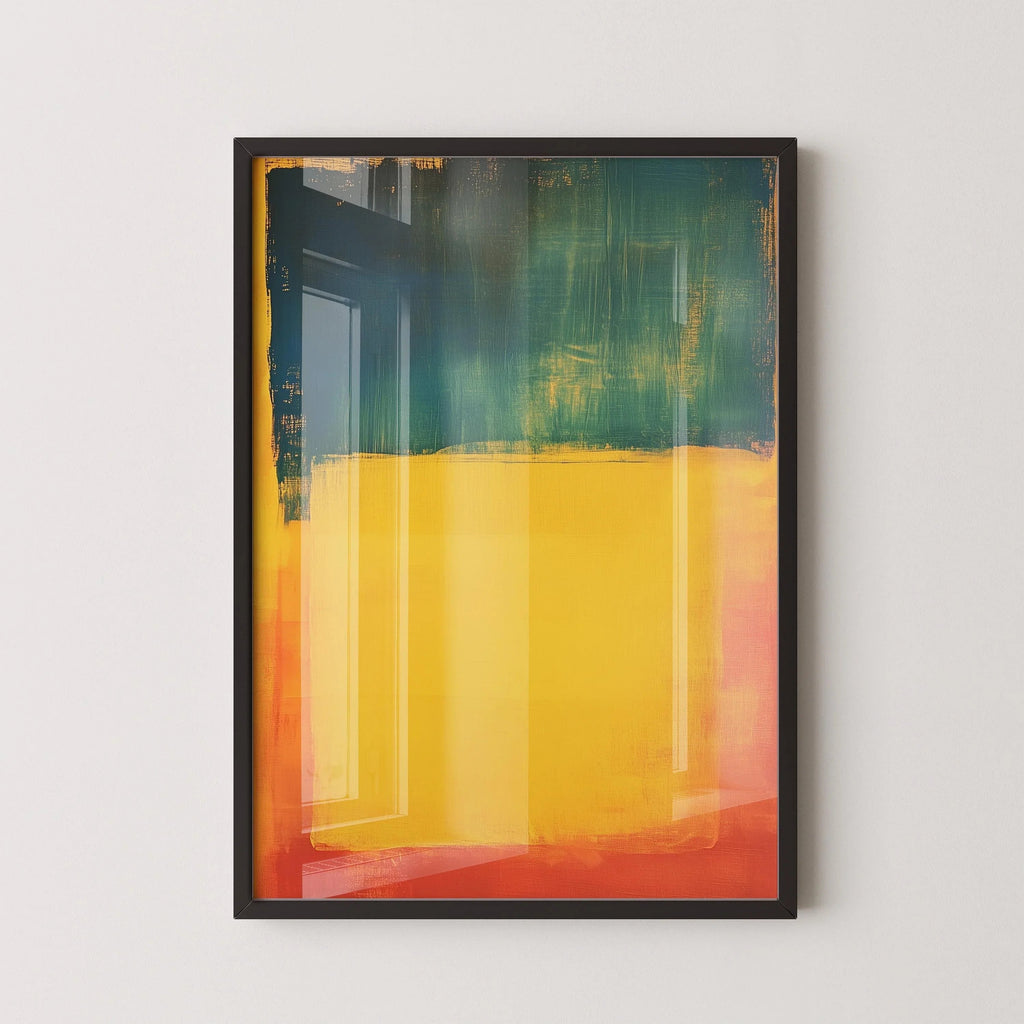 D'après Mark Rothko - Bleu Jaune Rouge (Champ de couleur : IA) | Art abstrait moderne (Disponible encadré ou non encadré)