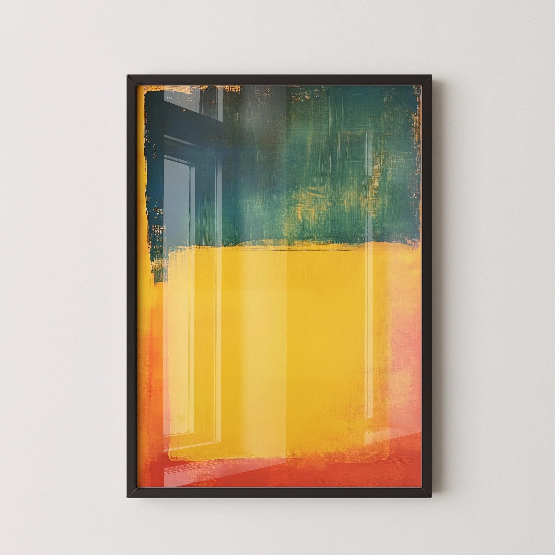 D'après Mark Rothko - Bleu Jaune Rouge (Champ de couleur : IA) | Art abstrait moderne (Disponible encadré ou non encadré)