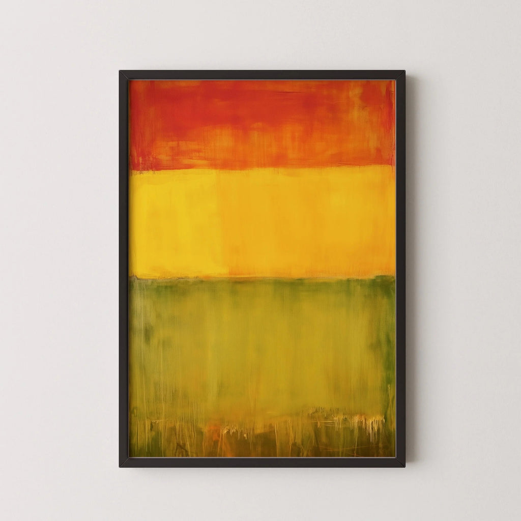 D'après Mark Rothko - Vert Jaune Rouge (Champ de couleur : IA) | Art abstrait moderne (Disponible encadré ou non encadré)