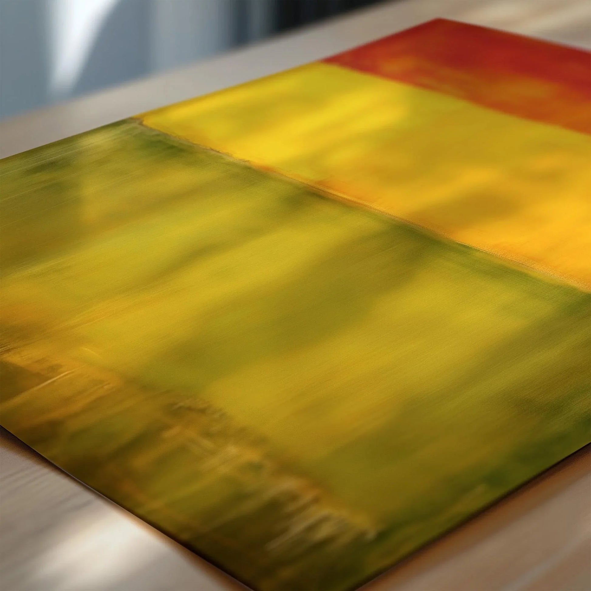 D'après Mark Rothko - Vert Jaune Rouge (Champ de couleur : IA) | Art abstrait moderne (Disponible encadré ou non encadré)