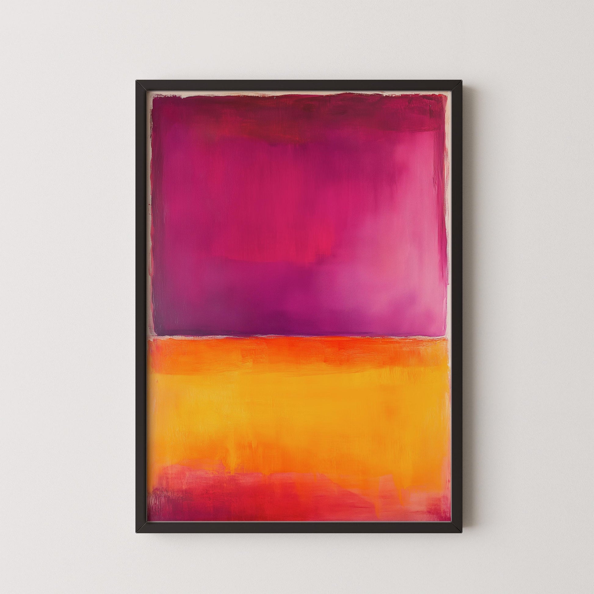 D'après Mark Rothko - Orange et violet (Color Field : IA) | Art abstrait moderne (Disponible encadré à la main ou non encadré)