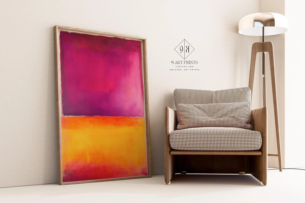 D'après Mark Rothko - Orange et violet (Color Field : IA) | Art abstrait moderne (Disponible encadré à la main ou non encadré)