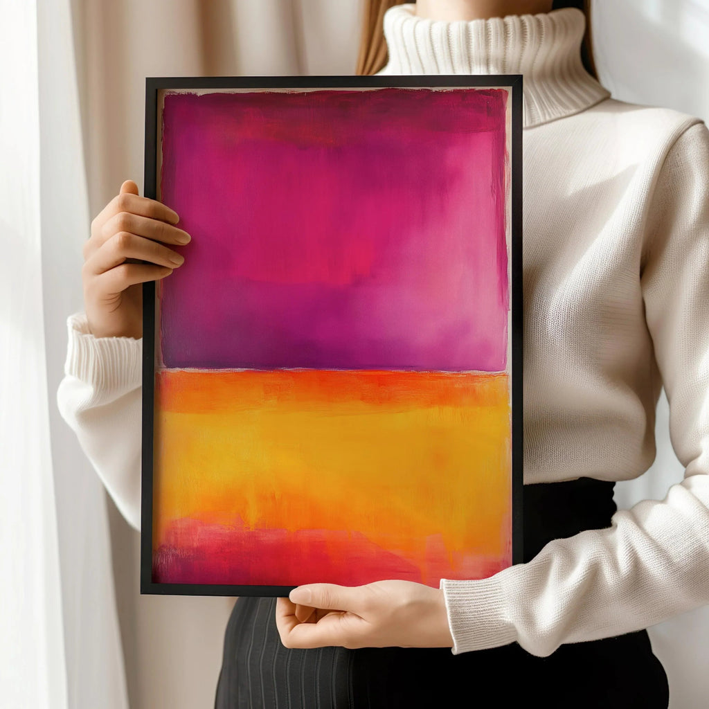 D'après Mark Rothko - Orange et violet (Color Field : IA) | Art abstrait moderne (Disponible encadré à la main ou non encadré)