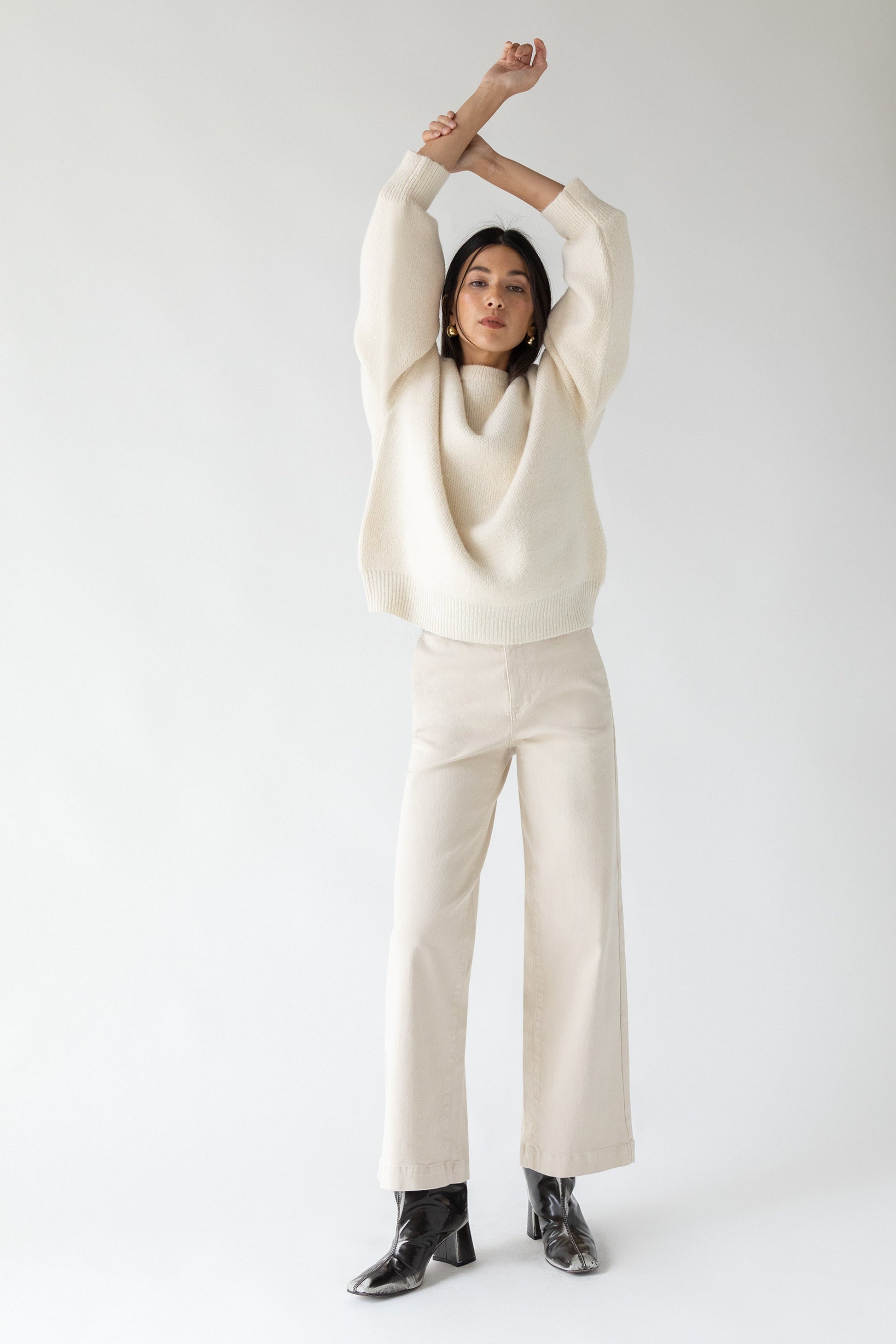 PANTALON LARGE EN SERGÉ LONG