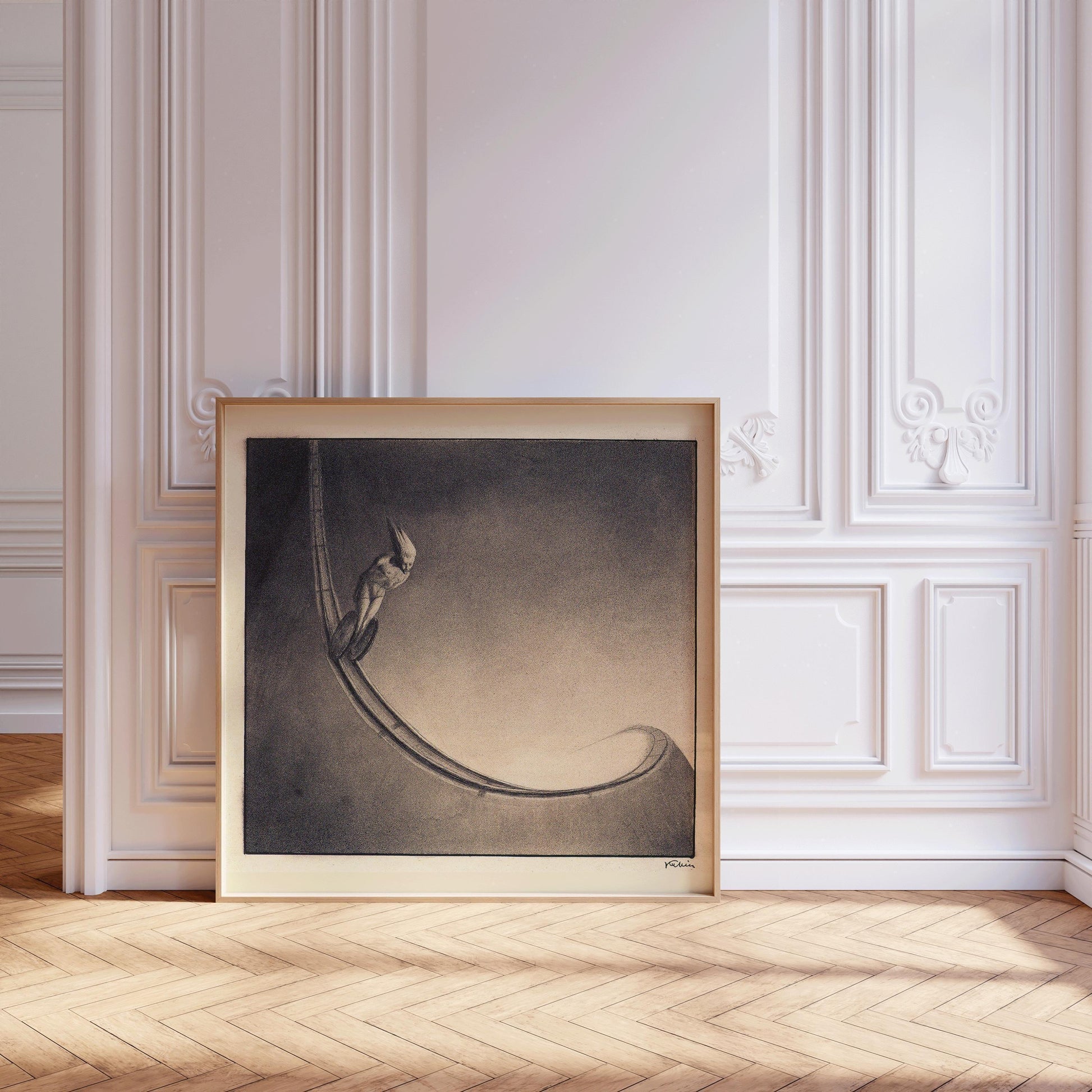 Alfred Kubin - Homme | Croquis monochrome du célèbre artiste symboliste surréaliste (disponible encadré ou non) 1x1