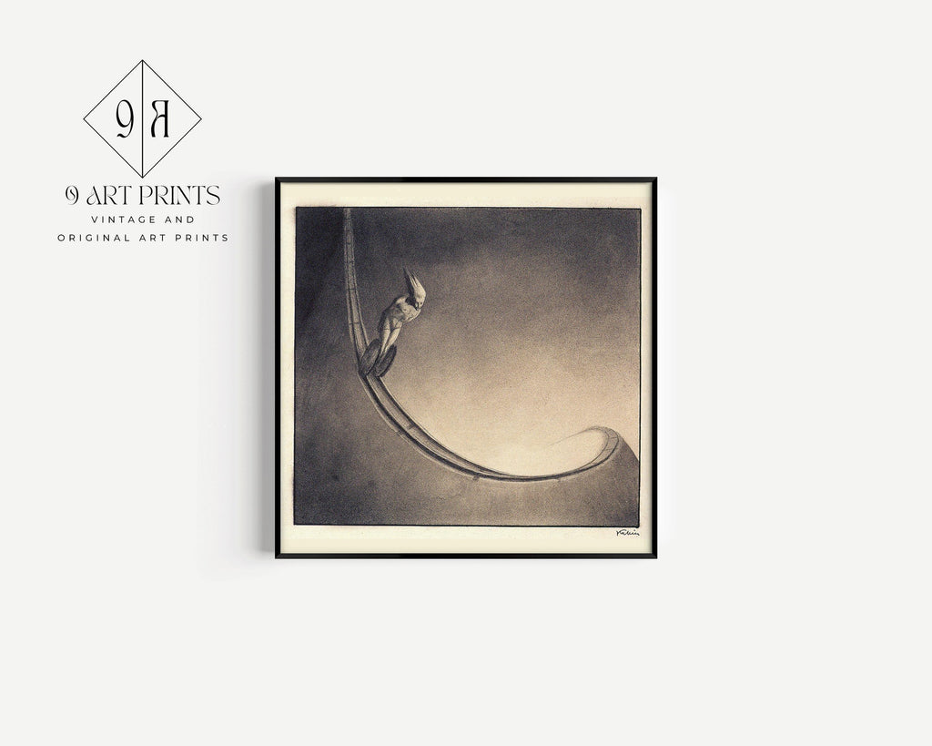 Alfred Kubin - Homme | Croquis monochrome du célèbre artiste symboliste surréaliste (disponible encadré ou non) 1x1