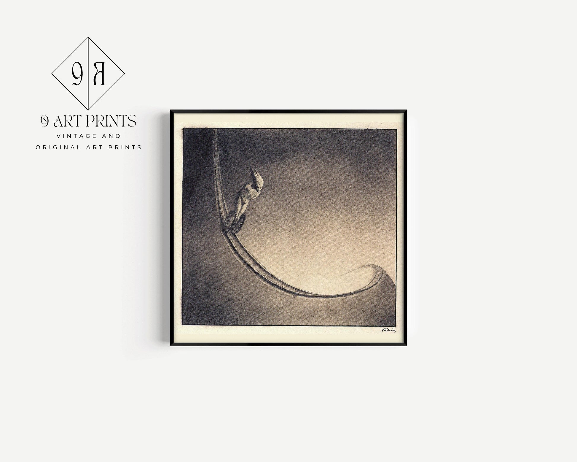 Alfred Kubin - Homme | Croquis monochrome du célèbre artiste symboliste surréaliste (disponible encadré ou non) 1x1