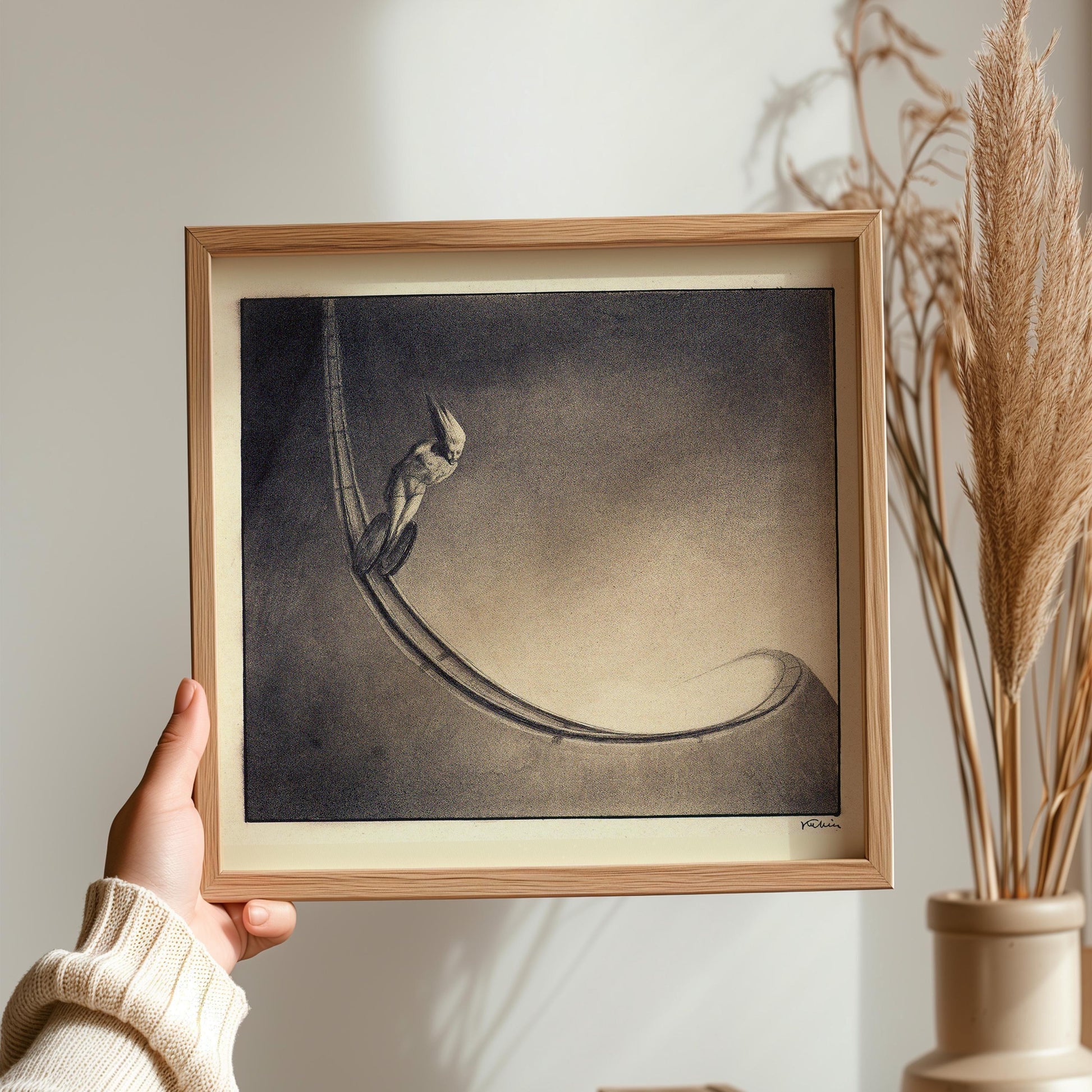 Alfred Kubin - Homme | Croquis monochrome du célèbre artiste symboliste surréaliste (disponible encadré ou non) 1x1
