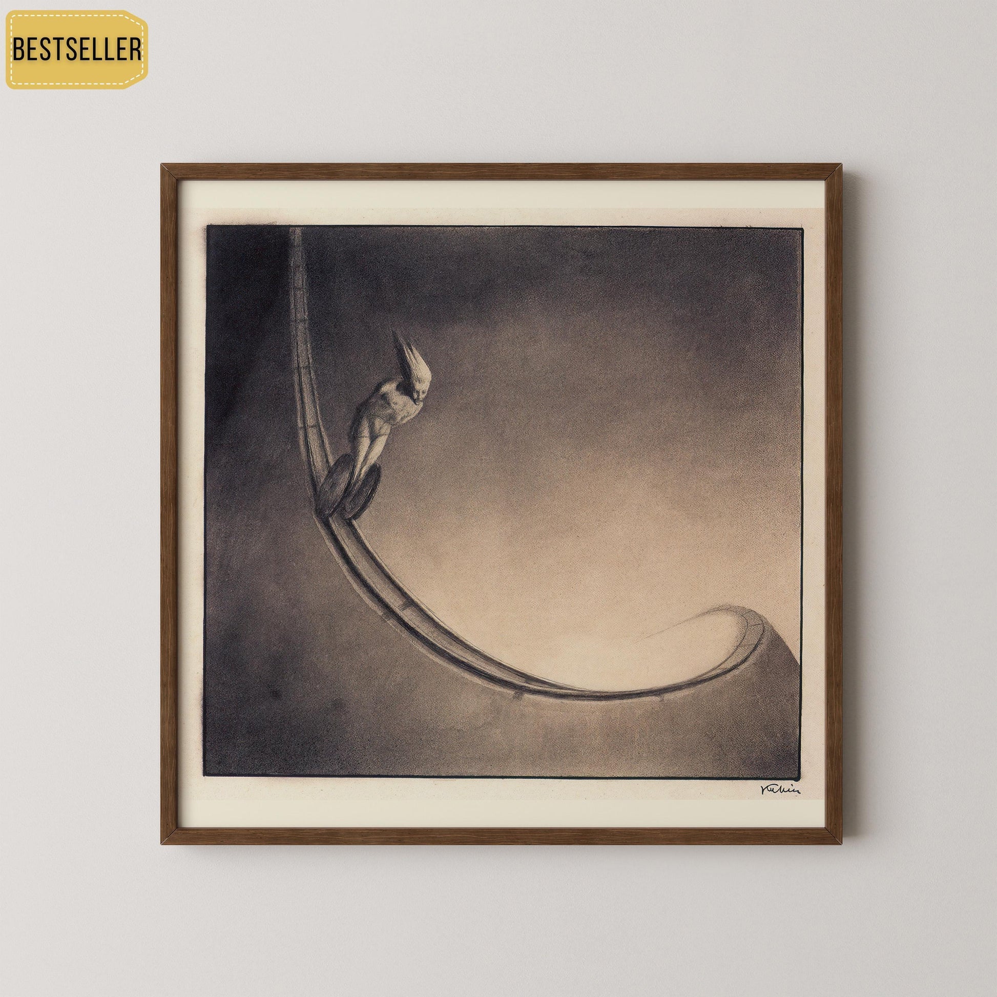 Alfred Kubin - Homme | Croquis monochrome du célèbre artiste symboliste surréaliste (disponible encadré ou non) 1x1