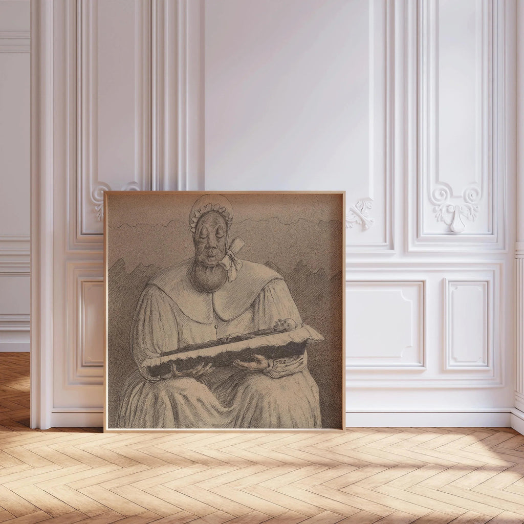Estampe surréaliste d'Alfred Kubin : Esquisse symboliste, impression giclée monochrome