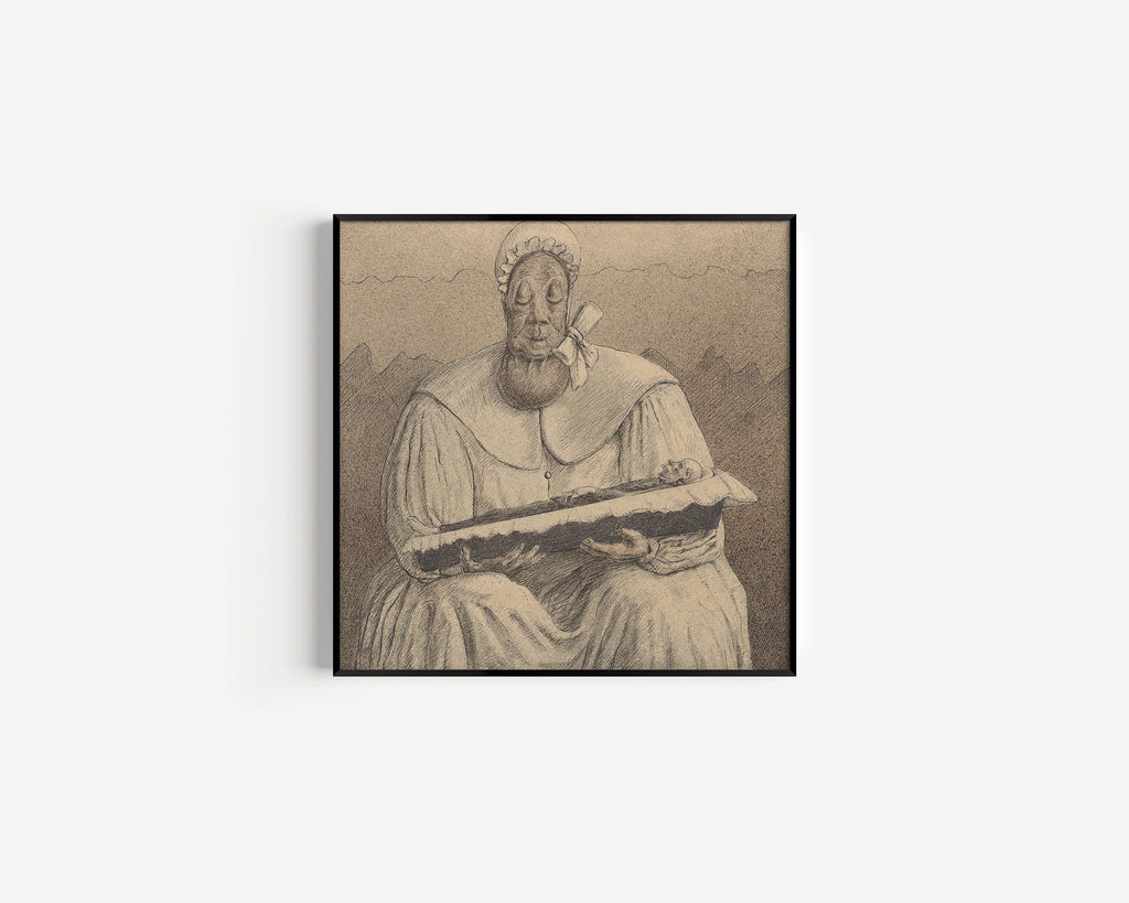 Estampe surréaliste d'Alfred Kubin : Esquisse symboliste, impression giclée monochrome
