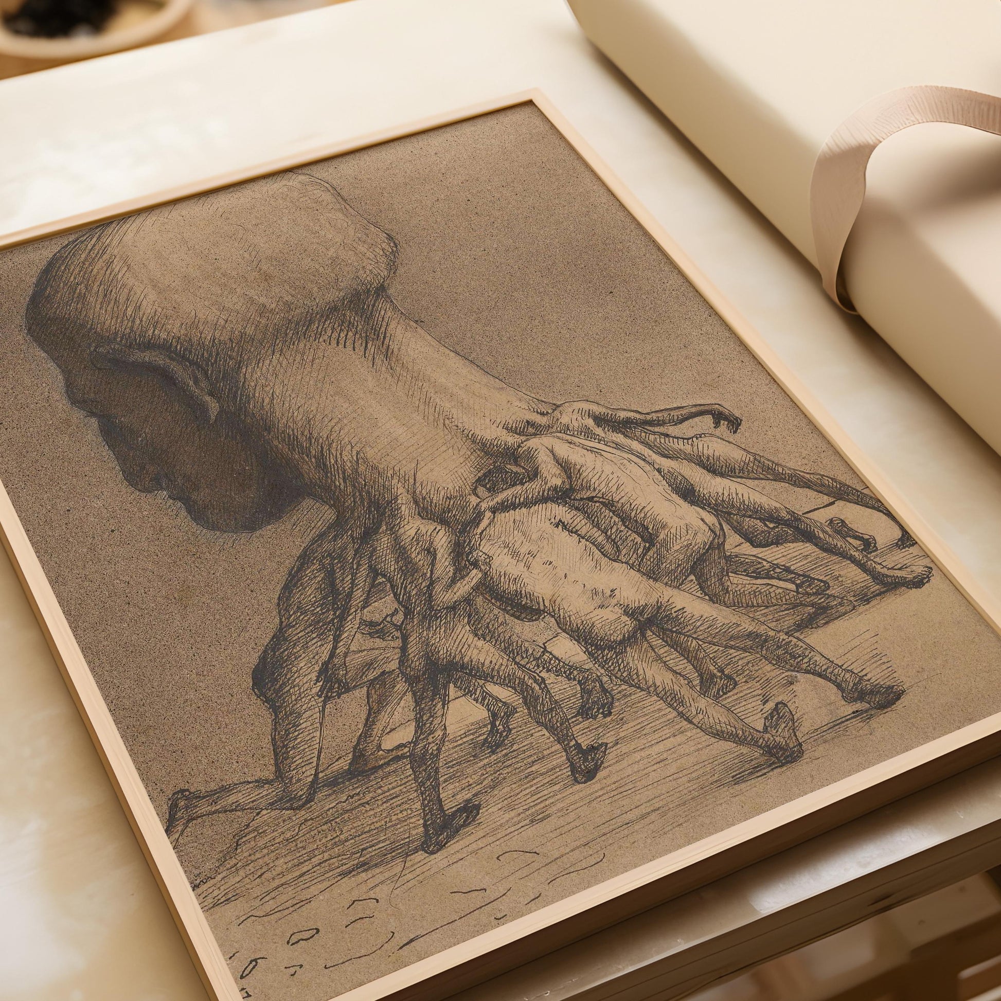 Alfred Kubin - The Great Head | Symbolist Artwork | Vintage Neutral Sketch Art available framed or unframed