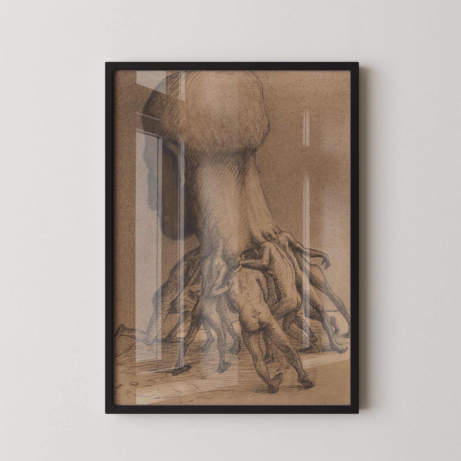 Alfred Kubin - The Great Head | Symbolist Artwork | Vintage Neutral Sketch Art available framed or unframed