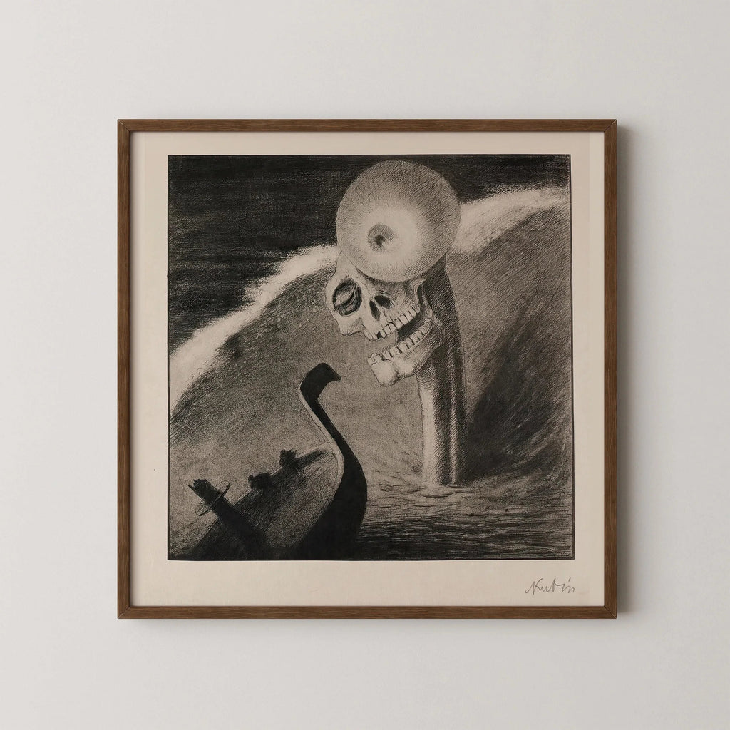 Alfred Kubin - L'Horreur | Croquis monochrome du célèbre artiste symboliste surréaliste (disponible encadré ou non) 1x1