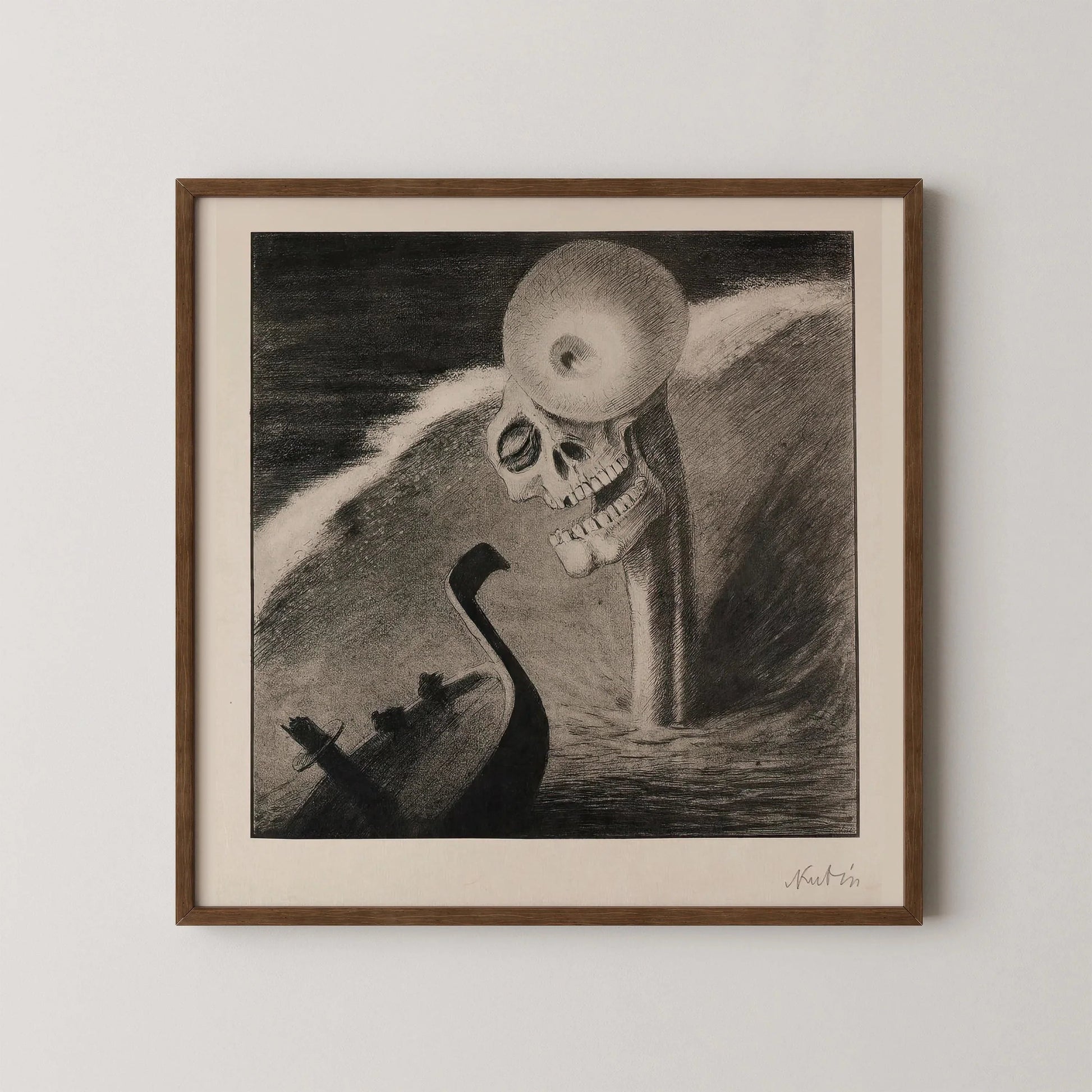 Alfred Kubin - L'Horreur | Croquis monochrome du célèbre artiste symboliste surréaliste (disponible encadré ou non) 1x1