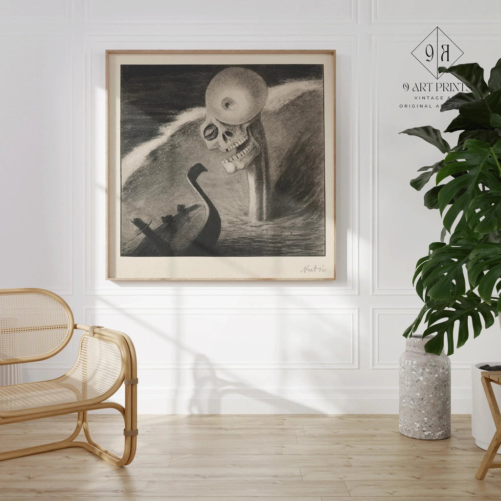 Alfred Kubin - L'Horreur | Croquis monochrome du célèbre artiste symboliste surréaliste (disponible encadré ou non) 1x1