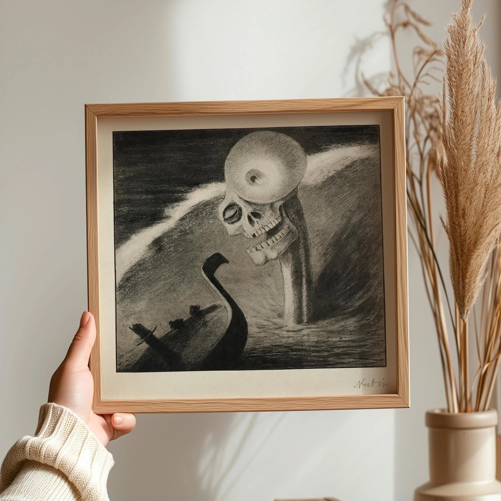 Alfred Kubin - L'Horreur | Croquis monochrome du célèbre artiste symboliste surréaliste (disponible encadré ou non) 1x1