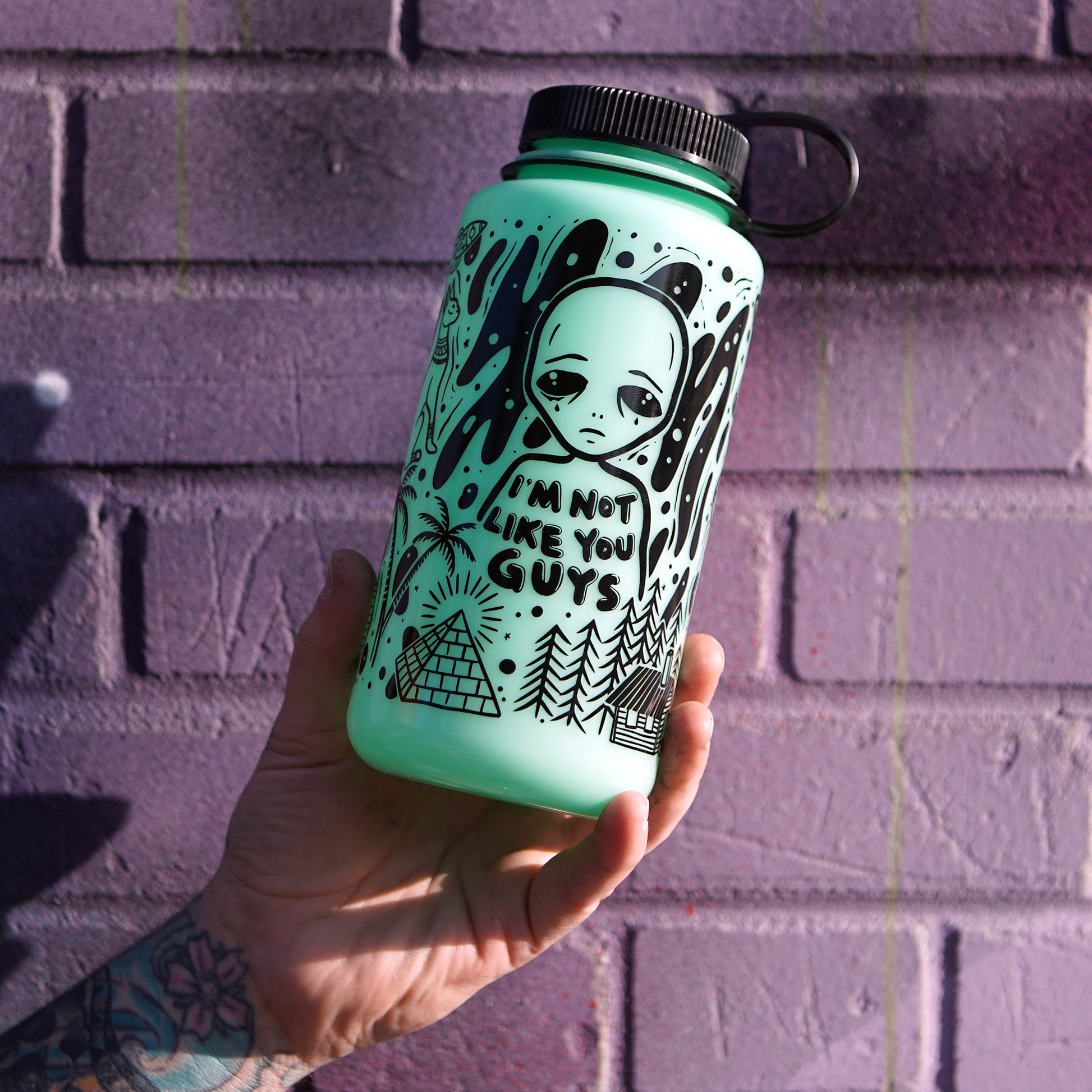 Glow in the Dark Alien 32 oz Nalgene Water Bottle