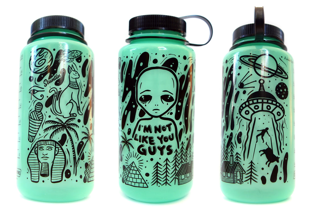 Glow in the Dark Alien 32 oz Nalgene Water Bottle