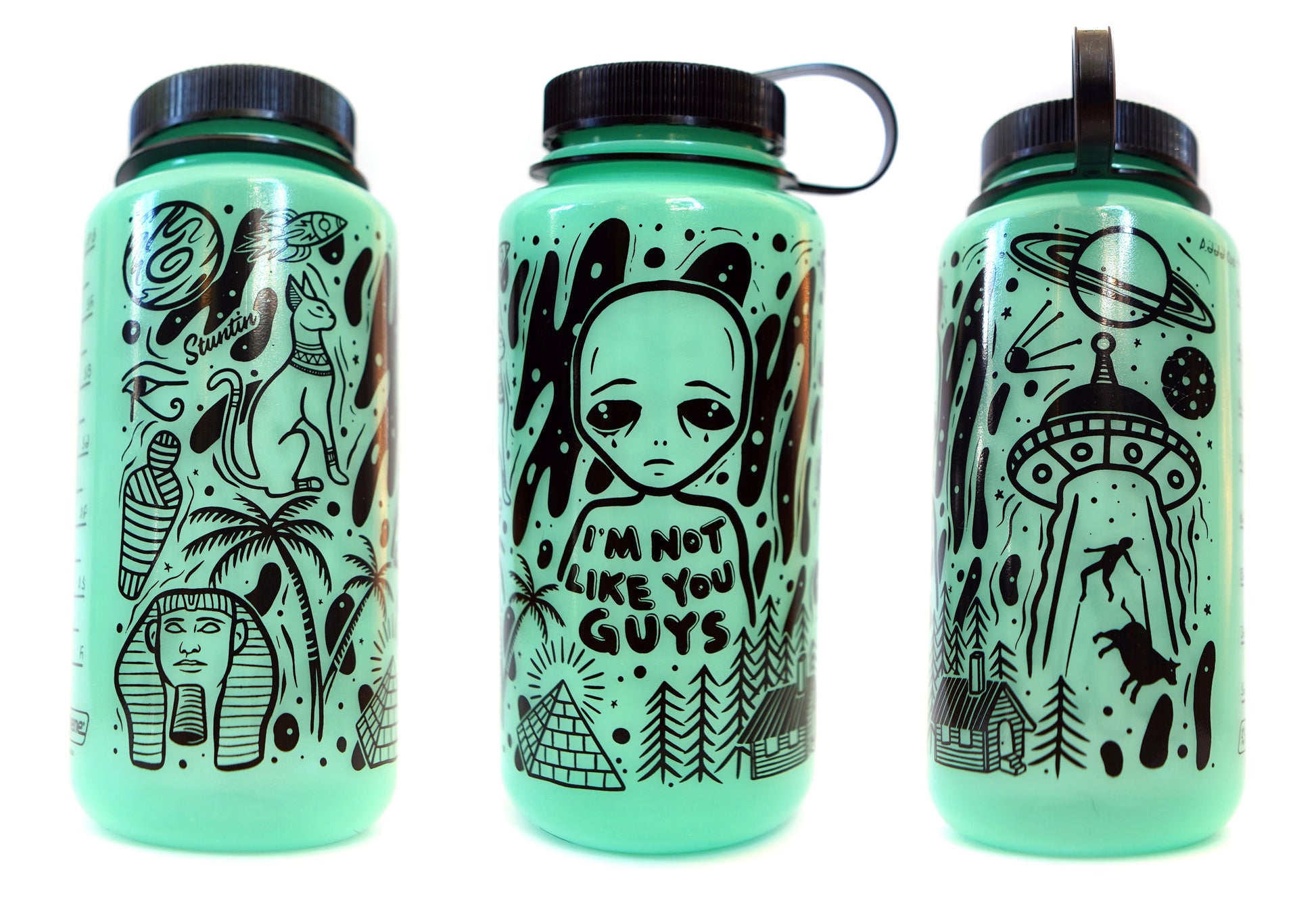 Glow in the Dark Alien 32 oz Nalgene Water Bottle