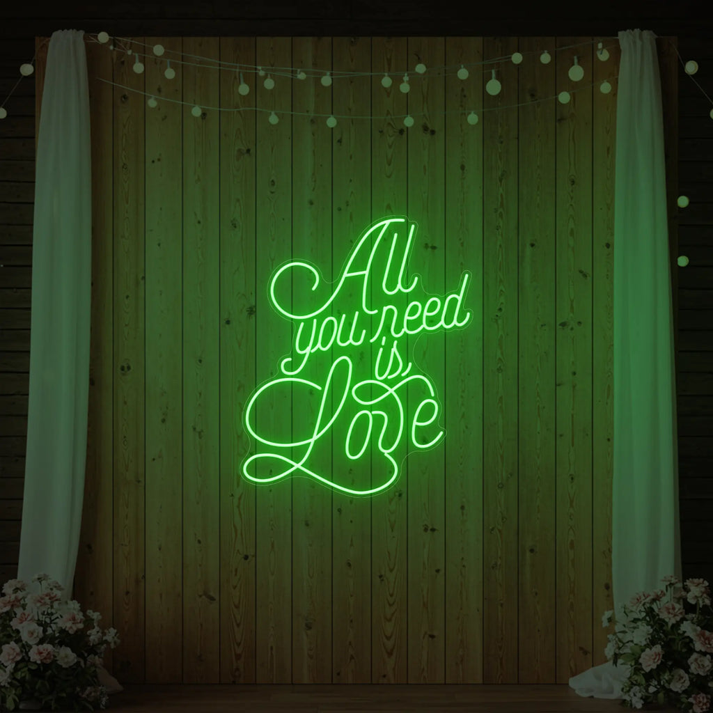 Enseigne lumineuse « Tout ce dont vous avez besoin, c'est d'amour » V2